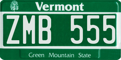 VT license plate ZMB555