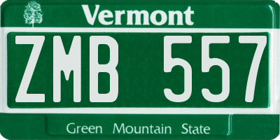 VT license plate ZMB557