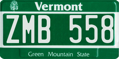 VT license plate ZMB558