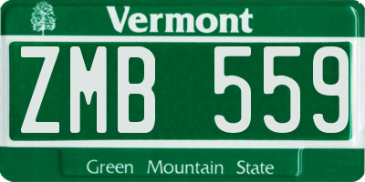 VT license plate ZMB559