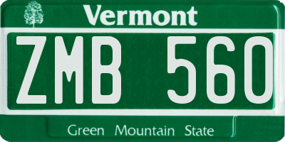 VT license plate ZMB560