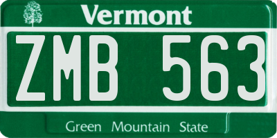 VT license plate ZMB563