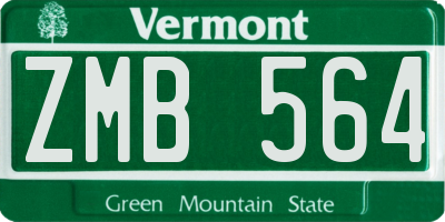 VT license plate ZMB564