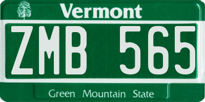 VT license plate ZMB565