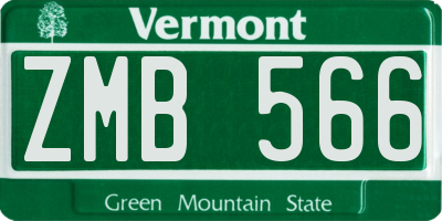 VT license plate ZMB566