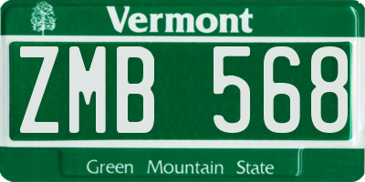 VT license plate ZMB568