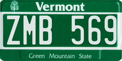 VT license plate ZMB569