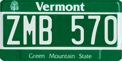 VT license plate ZMB570