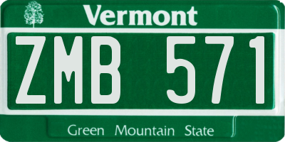 VT license plate ZMB571