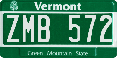 VT license plate ZMB572