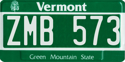 VT license plate ZMB573