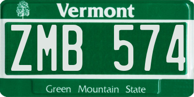 VT license plate ZMB574