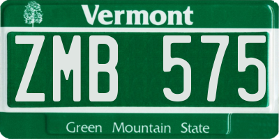 VT license plate ZMB575
