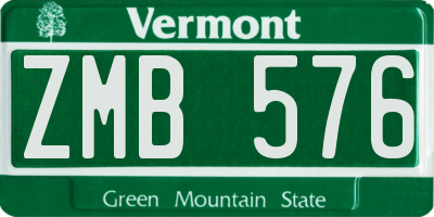 VT license plate ZMB576