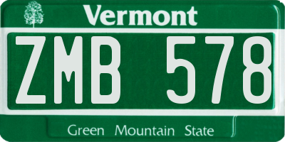 VT license plate ZMB578