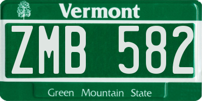 VT license plate ZMB582