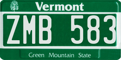 VT license plate ZMB583
