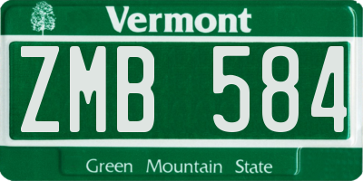 VT license plate ZMB584