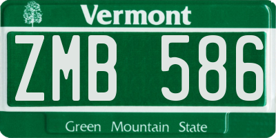 VT license plate ZMB586