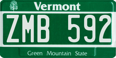 VT license plate ZMB592