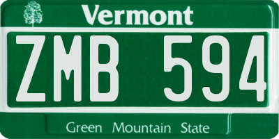VT license plate ZMB594