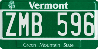 VT license plate ZMB596