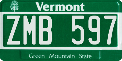 VT license plate ZMB597