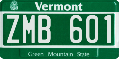 VT license plate ZMB601