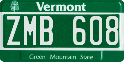 VT license plate ZMB608