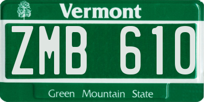 VT license plate ZMB610