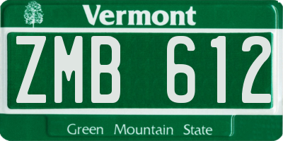 VT license plate ZMB612