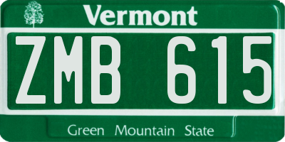 VT license plate ZMB615