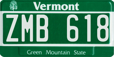 VT license plate ZMB618