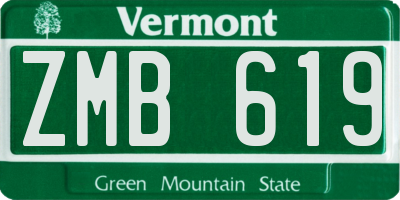 VT license plate ZMB619