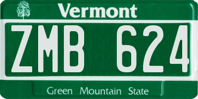VT license plate ZMB624