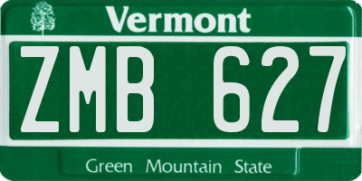 VT license plate ZMB627