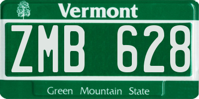 VT license plate ZMB628