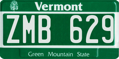 VT license plate ZMB629