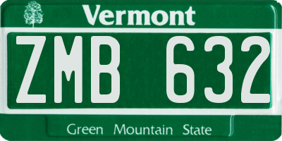 VT license plate ZMB632