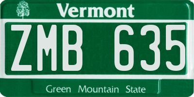 VT license plate ZMB635