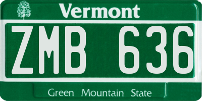 VT license plate ZMB636