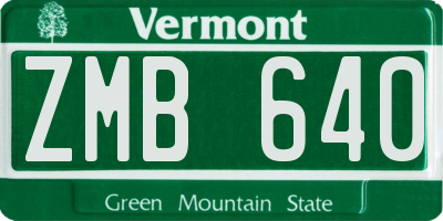 VT license plate ZMB640