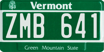 VT license plate ZMB641