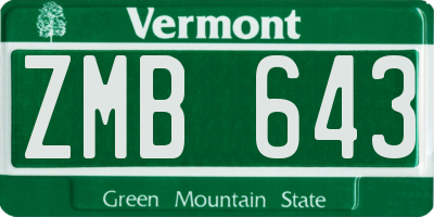 VT license plate ZMB643