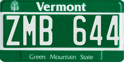 VT license plate ZMB644