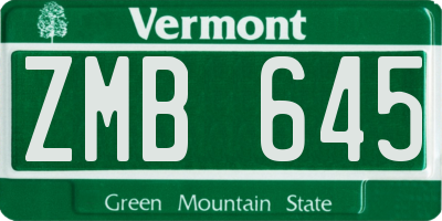VT license plate ZMB645