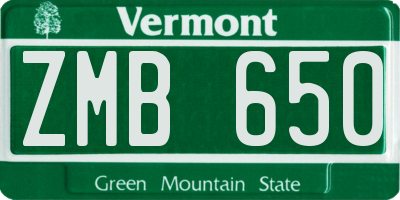 VT license plate ZMB650