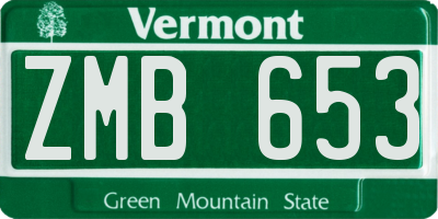 VT license plate ZMB653