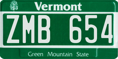 VT license plate ZMB654