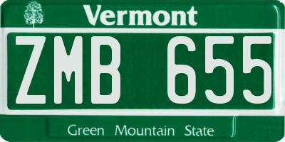 VT license plate ZMB655